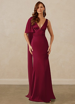 Christian Siriano Bridal for Azazie 1011 Bridesmaid Dresses Burgundy Mermaid Bow Stretch Satin Dress image1