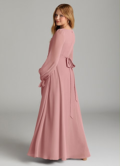 Azazie Leonia Junior Dusty Rose A-Line with Pockets Chiffon Dress image2