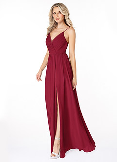 Azazie Gracie Bridesmaid Dresses Burgundy A-Line Pleated Chiffon Dress image4