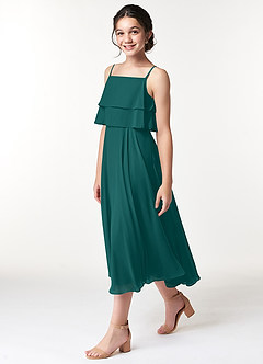 Azazie Ensley Junior Peacock A-Line Pleated Chiffon Dress image3