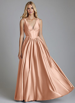 Azazie Delmie Brudtärnklänningar Klä av A-Linje i Stretch Satin Korsett Roséguld image1