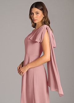 Azazie Tella Bridesmaid Dresses Dusty Rose A-Line One Shoulder Chiffon Dress image8