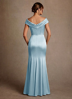Azazie Aberdeen vestidos de madre de la novia Vestido de Azul Cielo de Satén Elástico de Corte Recto con Plisado image2
