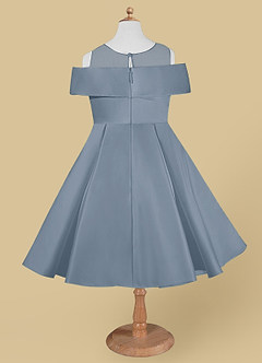 Azazie Shirin Flower Girl Dresses Dusty Blue A-Line Off the Shoulder Matte Satin Dress image6
