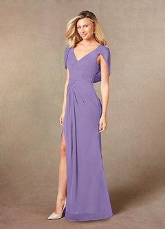 Azazie Luisa Mother of the Bride Dresses Tahiti Mermaid V-Neck Pleated Mesh Dress image3