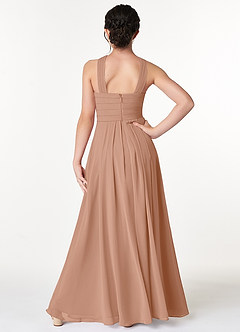 Azazie Kaleigh Junior Champagne Rose A-Line Pleated Chiffon Dress image2