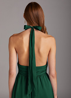Azazie Oli Bridesmaid Dresses Dark Green Pleated Stretch Satin Jumpsuit image5