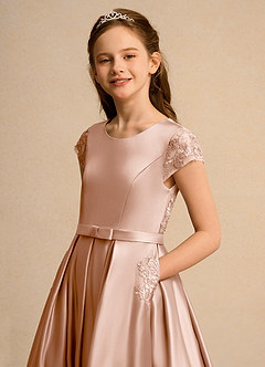 Azazie Bunny Junior Formal Sukienki dla dziewczynek sypiących kwiaty Suknia balowa Koronka Sznurówka Długość kostki Sukienka image4