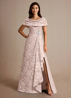 Azazie Branford Mother of the Bride Dresses Blushing Pink A-Line Pleated Floral Burnout Dress image1