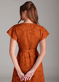 Azazie Ling Bridesmaid Dresses Paprika A-Line Pleated Floral Burnout Dress image8