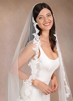 front Diamond and Lace Chapel Veil