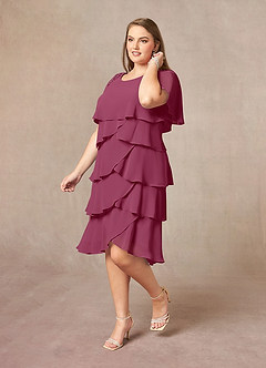 Azazie Rita Mother of the Bride Dresses Mulberry A-Line Scoop Beaded Chiffon Dress image8