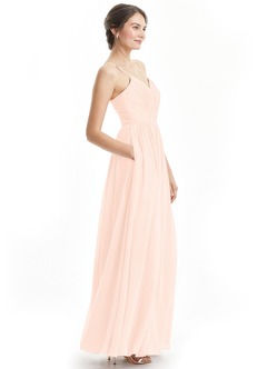 Azazie Cora Bridesmaid Dresses Pearl Pink A-Line Pleated Chiffon Dress image35