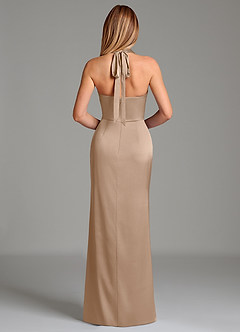 Azazie Serenity Bridesmaid Dresses Taupe Mermaid Sweetheart Neckline Stretch Satin Dress image6