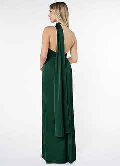 Azazie Kaylani Bridesmaid Dresses Dark Green Mermaid High Neck Stretch Satin Dress image2