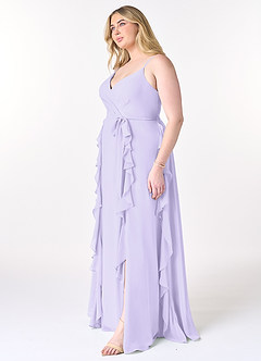 Azazie Peyton Bridesmaid Dresses Lilac A-Line Ruched Chiffon Dress image9