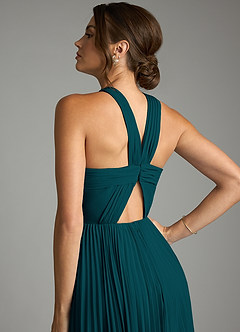 Azazie Afra Abiti da Damigella Abito A-Line in Chiffon Plissettato Pino image6