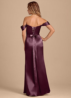 Azazie Shea Bridesmaid Dresses Cabernet Mermaid Off the Shoulder Metallic Satin Convertible Dress image4