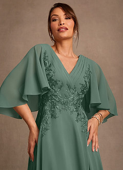 Azazie Tilda Mother of the Bride Dresses Eucalyptus A-Line Lace Chiffon Dress image5