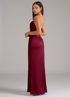Azazie Marla Bridesmaid Dresses Burgundy Sheath Strapless Stretch Satin Convertible Dress image5