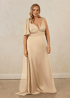 Christian Siriano Bridal for Azazie 1011 Bridesmaid Dresses Champagne Mermaid Bow Stretch Satin Dress image11