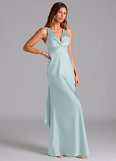 Azazie Hati Brudtärnklänningar Klä av Sjöjungfru i Stretch Satin Dimma image1