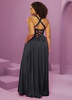 Barbie ♥ Azazie Bridesmaid Dresses Black A-Line with Pockets Stretch Satin Dress image7