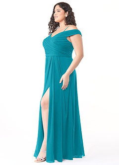 Azazie Audrianna Brautjungfernkleider Wandelbar A-Linie Schulterfrei gerafft Chiffon Kleider Jade image9