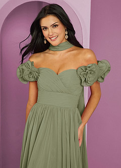 Barbie ♥ Azazie Bridesmaid Dresses Pistachio A-Line Off the Shoulder Chiffon Convertible Dress image5