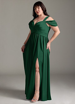 Azazie Lianne Jurken voor bruidsmeisjes Jurk van Stretch Satijn met A-Lijn Off the Shoulder Donkergroen image13