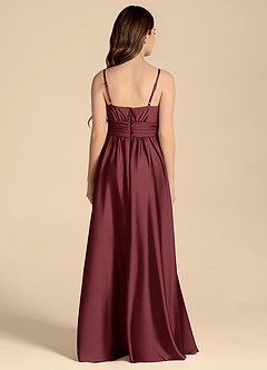 Azazie Catalina Junior A-Linie Herzausschnitt Stretch-Satin Kleid Merlot image2