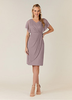 Azazie Waverly Mother of the Bride Dresses Dusk Sheath Pleated Mesh Dress image1
