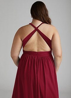 Azazie Ashia Bridesmaid Dresses Burgundy A-Line Pleated Chiffon Dress image12