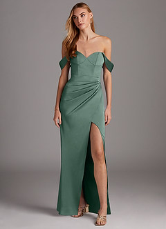 Azazie Mila Final Sale Eucalyptus Sheath Sweetheart Neckline Stretch Satin Convertible Dress image1