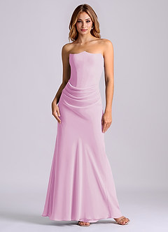 Azazie Debby Bridesmaid Dresses Candy Pink Mermaid Strapless Chiffon Dress image1
