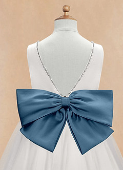 Azazie Seline Flower Girl Dresses Ivory Bermuda A-Line Bow Tulle Dress image9