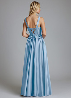 Azazie Delmie Brudtärnklänningar Klä av A-Linje i Stretch Satin Korsett Puderblå image2