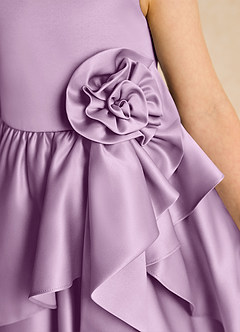 Azazie Hermia Flower Girl Dresses Wisteria A-Line Sleeveless Matte Satin Dress image6