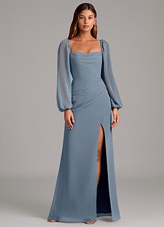 Azazie Brixley Bridesmaid Dresses Twilight Mermaid Long Sleeve Chiffon Dress image1