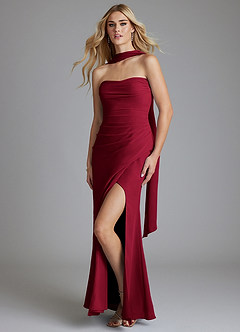 Azazie Solstice Venta Final Vestido de Sky Blue de Gasa de Corte Sirena Convertible con Sin tirantes image5