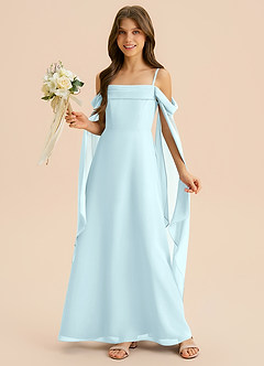 Azazie Moana Junior A-Linie Plissee Chiffon Kleid Wolke Blau image4