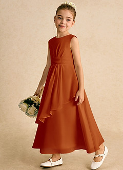 Azazie Edelweiss Flower Girl Dresses Paprika A-Line Pleated Chiffon Dress image5
