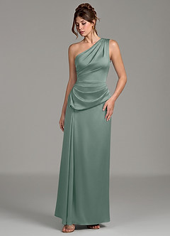 Azazie Zahira Brudtärnklänningar Klänning av Tubklänning i Stretch Satin One-shoulder Silversalvia image5