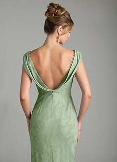 Azazie Kieryn Robes de demoiselle d'honneur Robe Sirène en Blumen-Burnout Plissée Vert Sauge image2