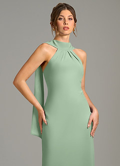 Azazie Cassiana Bridesmaid Dresses Matcha Mermaid Pleated Chiffon Dress image7