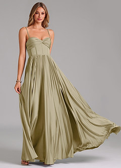 Azazie Tyla Bridesmaid Dresses Moss Green A-Line Sweetheart Neckline Stretch Satin Dress image5