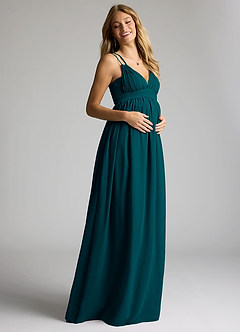 Azazie Emree Brautjungfernkleider für Schwangere A-Linie Chiffon Bodenlänge Kleid image2