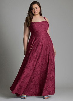 Azazie Shaude Brautjungfernkleider A-Linie Plissee Blumen-Burnout Kleid Burgunderrot image12