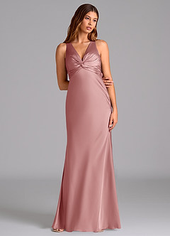 Azazie Hati Brudtärnklänningar Klä av Sjöjungfru i Stretch Satin Dammig Ros image3