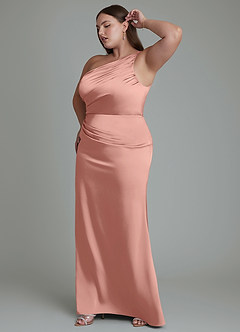 Azazie Akilah Bridesmaid Dresses Rosette Mermaid One Shoulder Stretch Satin Dress image12